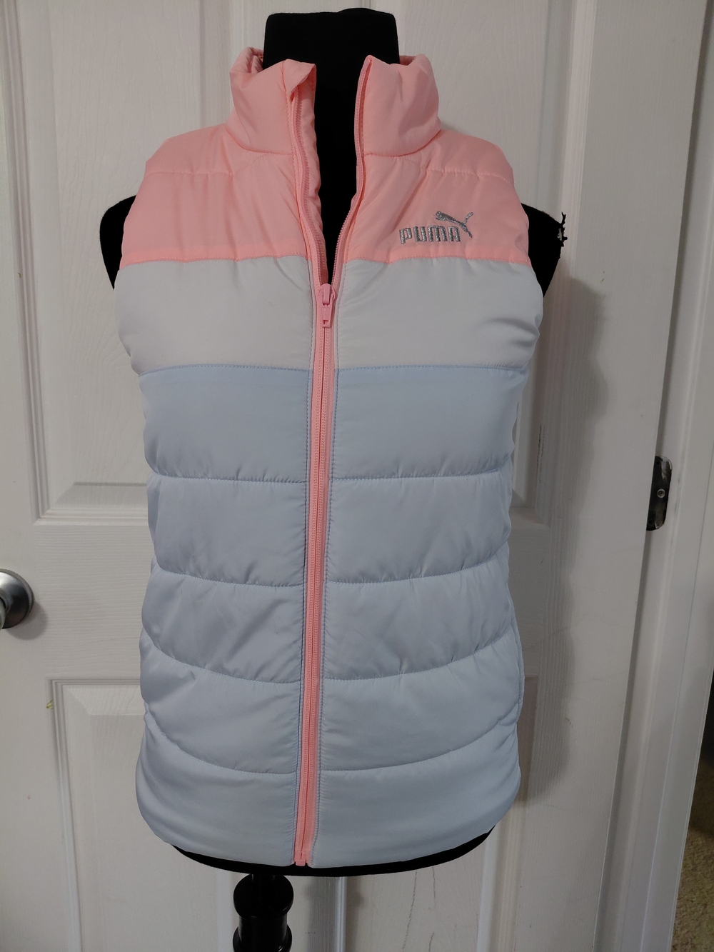 Puma Pink and Light Blue Quilted Puffer Vest